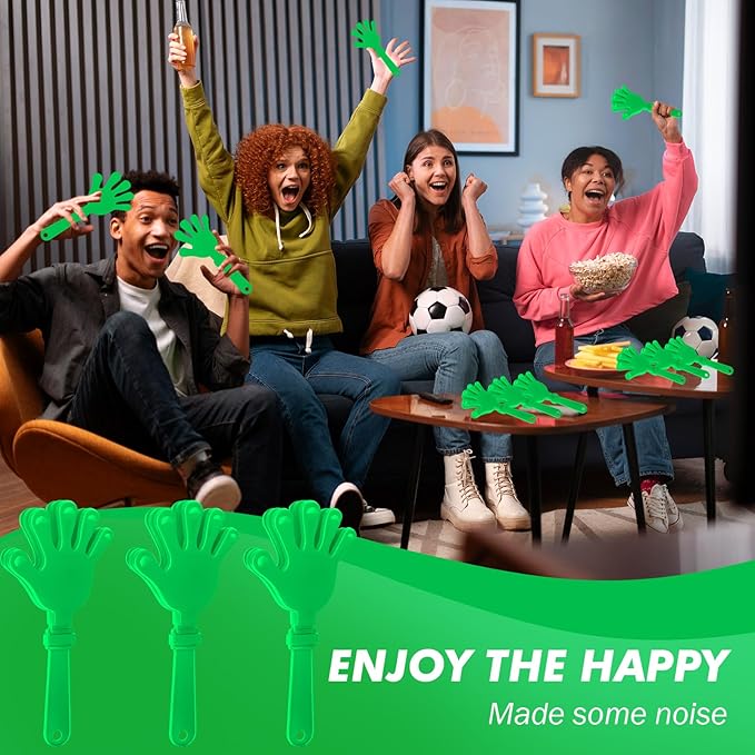 36 Pcs Hand Clappers Noisemakers 7.5 Inch Clappers Noisemakers Plastic Hand Clappers for Birthdays Game Football Sporting Events Cheers Supplies Dance Basketball Football Noisemakers（Green）