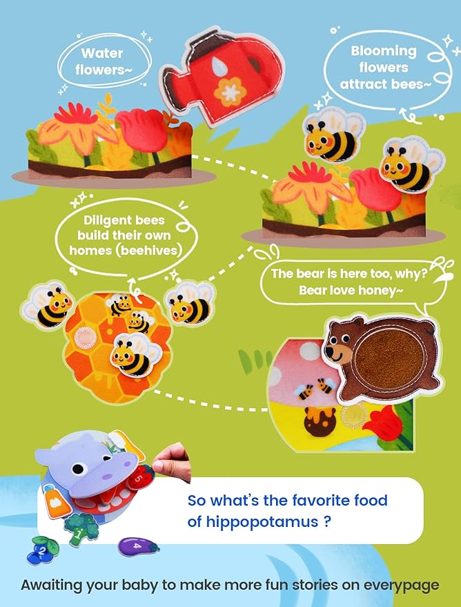 Toddler Busy Book for 1-3, Busy Board for 1+ Year Old, Toddler Airplane Travel Toys, Girl & Boy Gift, Educational Learning Activity Books, Felt Montessori Toys (Dog Theme)