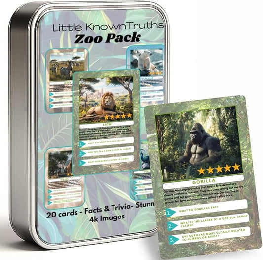 Zoo Animal Trivia Flash Cards for Kids, Learn About Lions, Monkeys, Elephants & More, Educational Learning Flashcards with Fun Facts & Quiz Questions – Great STEM Gift for Ages 3-5
