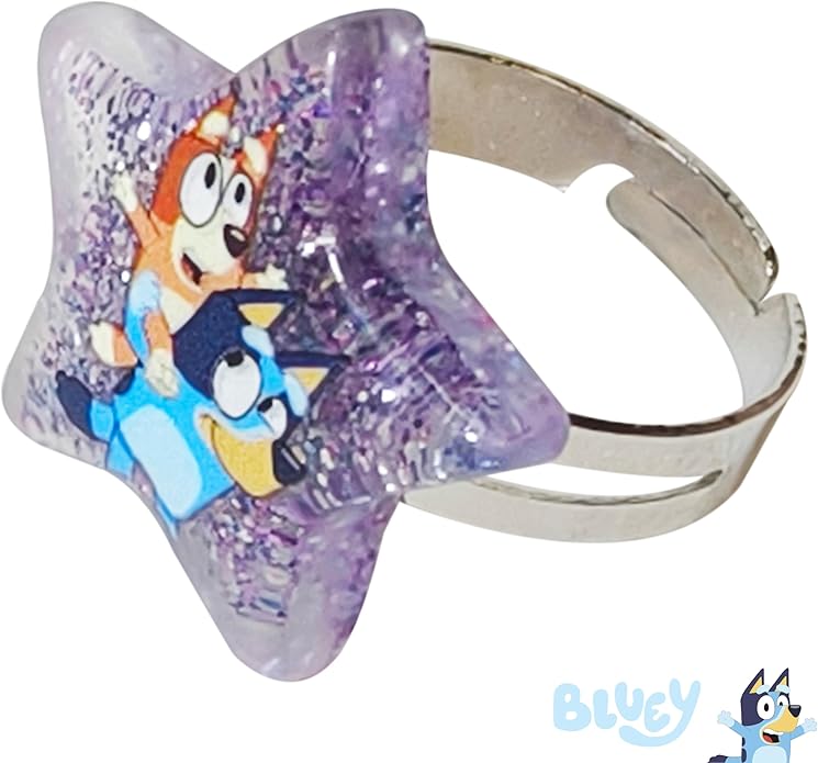 LUV HER Bluey Girl's Jewelry Set - Dress up Toy Jewelry Box Set with Bead Necklace, Bracelet and Ring - Play Accessories - Ages 3+