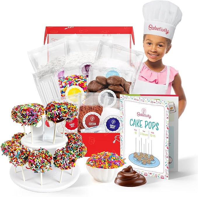 Cake Pop Kit by Baketivity | No Mold or Maker Needed | Cake Pop Stand and Baking Kit | Arts and Crafts for Kids Baking Sets | Kosher