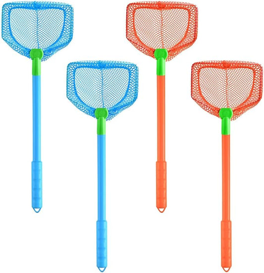 Coopay 4 Pieces Fishing Net Catching Bug Nets Fish Butterfly Nets Beach Toys for Kids Outdoor Playing (Blue, Orange)