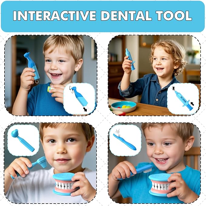 Dentist Play Set for Toddlers 3-5 - Doctor Kit Toy Gifts for 3 4 Year Old Girls, Pretend Play Montessori Toys Teeth and Dental Playset Medical Kits for Boys Kids 2-4 5 6 7 8