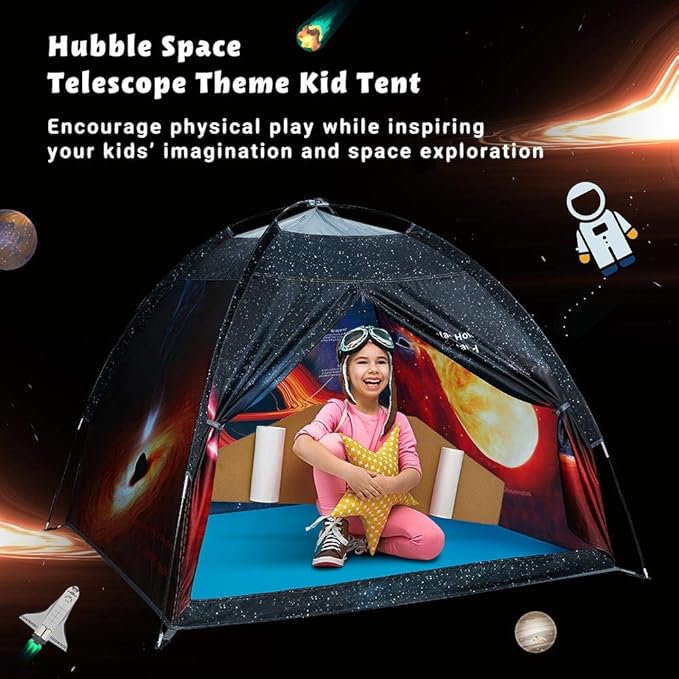 Play Tent for Boys and Girls- Space Shuttle Atlantis with Hubble Dome Tent for Kids Gift- ToddlerPop Up Tent Playhouse for Indoor Imaginative and Physical Play- 47" x 47" x 43" (Black)