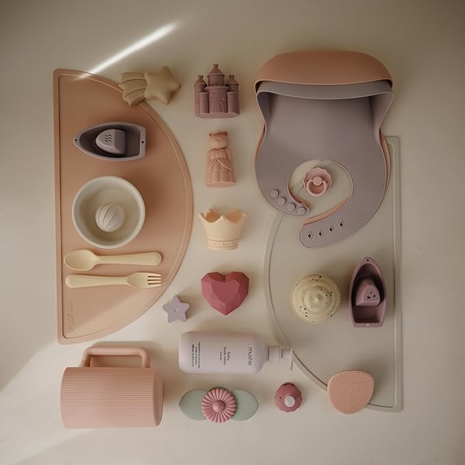 mushie Princess Bath Toys Play Set for Toddlers | 100% Food Grade Silicone | Mold Free, Pack of 4