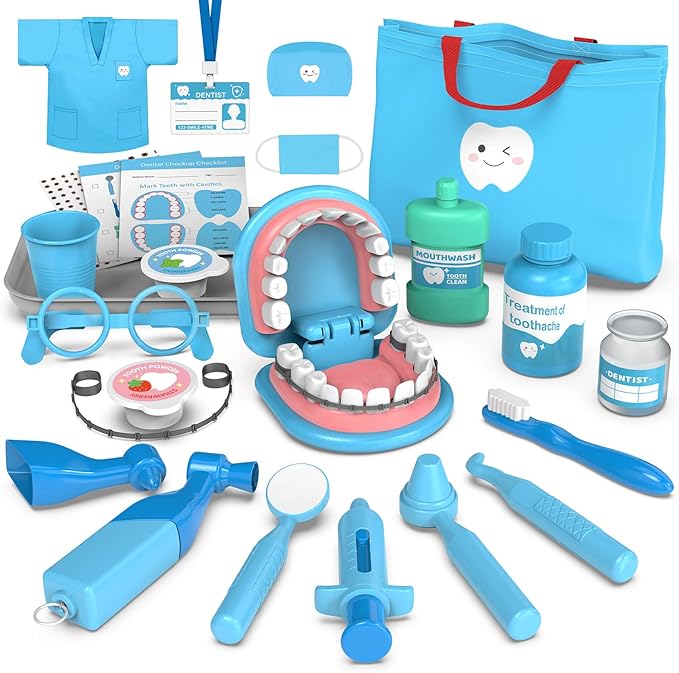 Dentist Play Set for Toddlers 3-5 - Doctor Kit Toy Gifts for 3 4 Year Old Girls, Pretend Play Montessori Toys Teeth and Dental Playset Medical Kits for Boys Kids 2-4 5 6 7 8