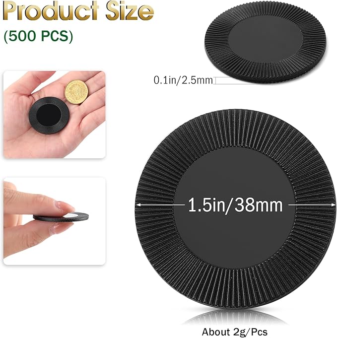 Leitee 500 Pcs Black Plastic Poker Chips Bulk 1.5 Inch Mini Bingo Chips Tokens Markers Blank Casino Counting Discs Learning Math Counters for Adults Interlocking Game Counting Reward Card