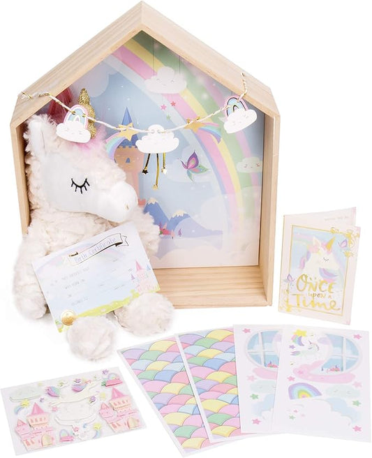 Story Magic Unicorn Dream Dollhouse by Horizon Group USA,Plush Unicorn Doll,Pretend Play Activity,Decorate Wooden Doll House With Stickers,Play Scene & More!Includes Stuffed Animal,Perfect For Ages 4+