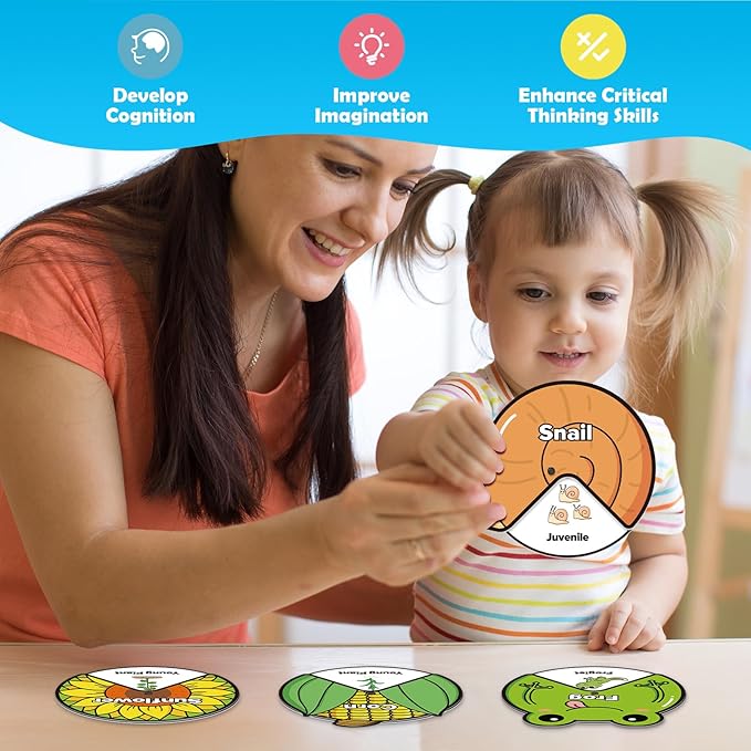 Life Cycle Toys for Kids,Animal Plant Insect Bug Ladybug Butterfly Tadpole to Frog Kit,Montessori Learning & Education Toys,Preschool Science Learning Activities for Toddlers,Board Card Games