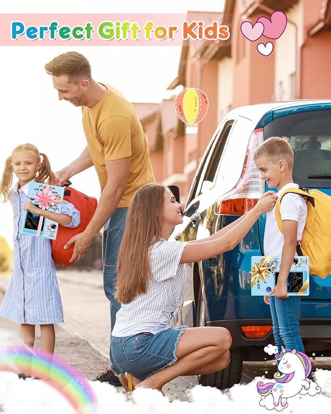 FLUESTON LCD Writing Tablet, Doodle Board Toys Gifts for 3-8 Year Old Girls Boys, 10 Inch Colorful Electronic Board Drawing Pad for Kids, Christmas Gifts for Toddler Educational Learning Travel, Pink