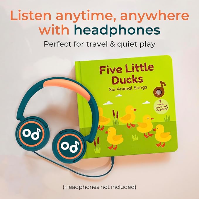 Cali's Books Five Little Ducks Nursery Rhymes Book for Toddlers - Sound Books for Toddlers 1-3, Headphone Jack, Musical Book with Sound Button and 6 Songs