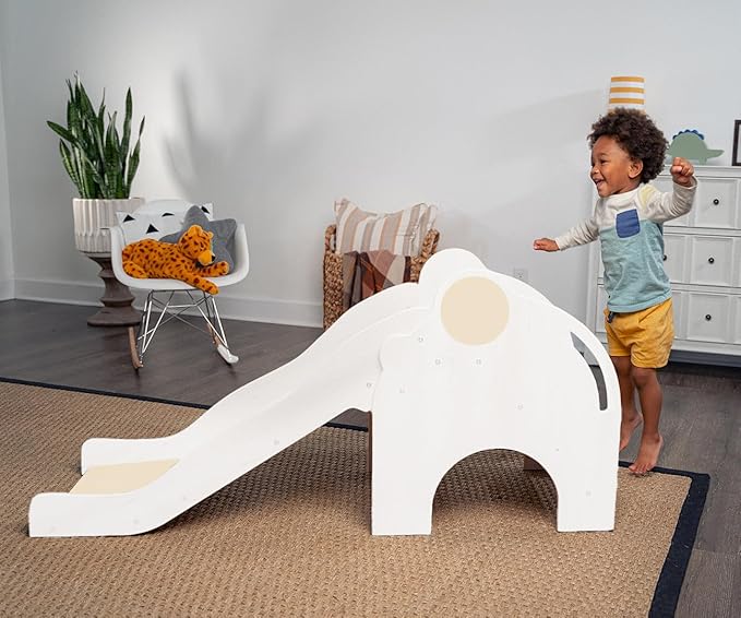 Avenlur Nima Indoor Slide - Elephant Shape Montessori Waldorf Style - Safe, Sturdy, and Reliable - Perfect Indoor Play Space for Developing Motor Skills and Balance in Toddlers and Kids Ages 1 to 5yrs