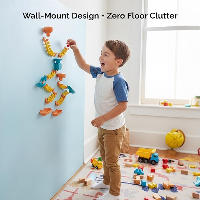 Oribel VertiPlay Magnetic Marble Run | Builder Set STEM Toy | Creative Free Play Construction Kit for Kids | Works on Fridges, Lockers & Metal Surfaces | Builder Set (75)