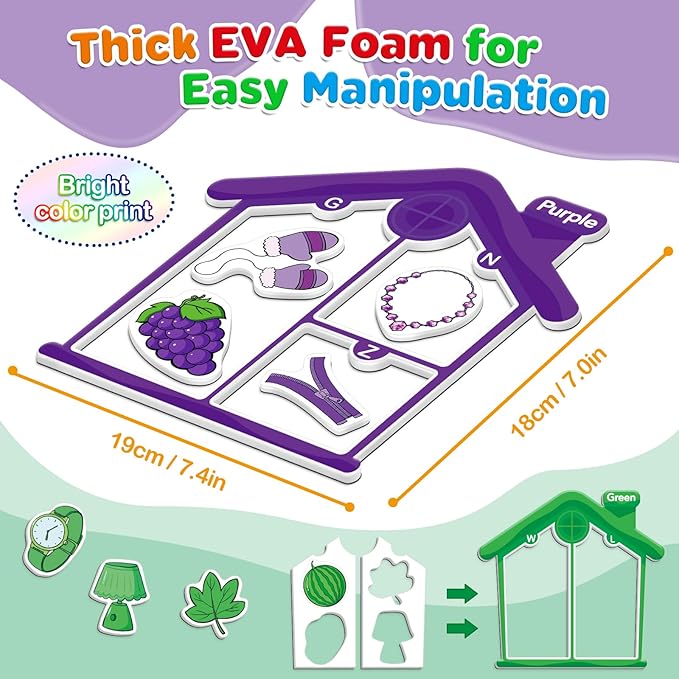 Torlam Magnetic Color Sorting Toys Alphabet Games Learning ABC Letter Recognition Color Shape Matching Fridge Magnets for Kids, Preschool Learning Activity Toddler Magnets for Refrigerator Whiteboard