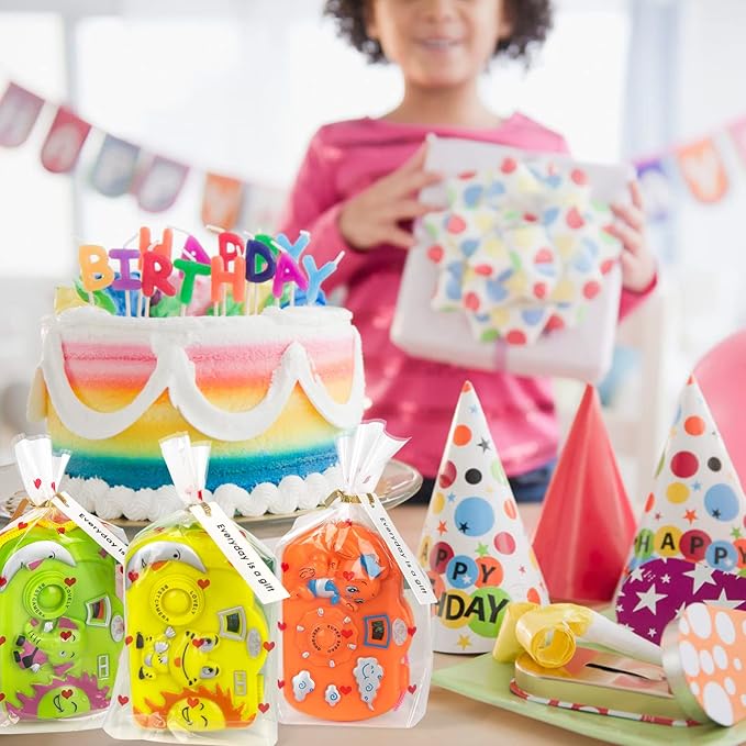 18Pcs Kids Toy Camera Set, 3 Color 6 Animal Patterns Viewfinder Camera Bulk for Goodie Bags Fillers Stuffers Return Gifts for Kids Toddlers Birthday Party Favors Age 1-3 3-5 Years Pretend Play Props