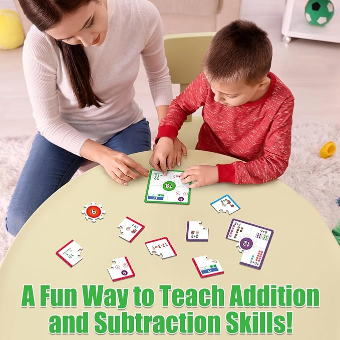 Torlam Addition and Subtraction Puzzle Cards Math Manipulatives Kindergarten Math Games for Kids, Homeschool Supplies Classroom Must Haves Preschool Learning Games Flash Cards Puzzles Toys