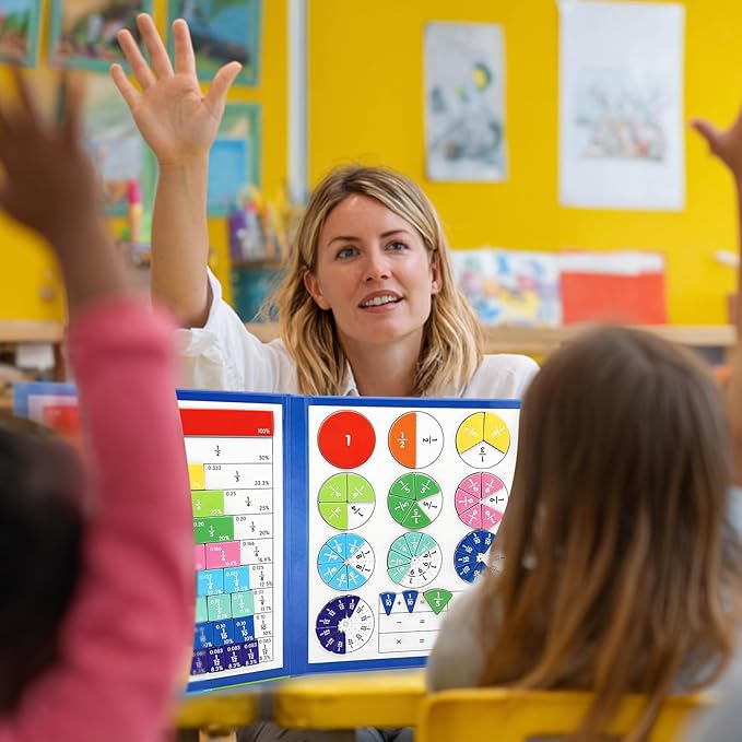 Magnetic Fraction Tiles & Circles Set with Dry Erase Board - Montessori Math Manipulatives Kit for Grade 1-5, Homeschool Classroom Fraction Puzzles and Games