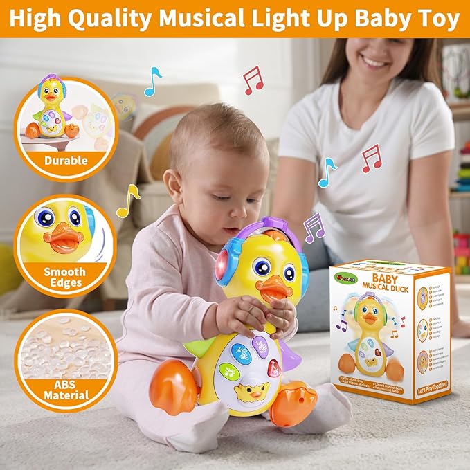 Dancing Duck Baby Toys 6-12 Months Developmental, Musical Crawling Infant Tummy Time 3 4 5 6 7 8 9 10 11 12 18 Month Boy Girl Moving Light Up Toddler Learning Activity Easter Birthday Gift