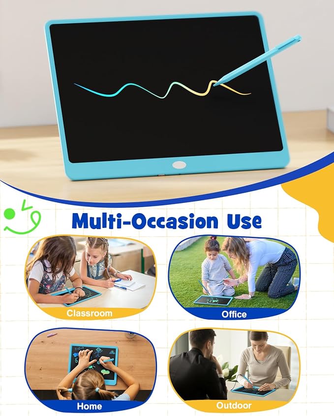 TEKFUN Birthday Gifts for Kids, 16inch LCD Writing Tablet Drawing Board, Teen Girl Boy Gifts Age 10 and Up, Birthday Gifts for All Age Groups, Erasable Writing Tablet for Business Meeting (Blue)