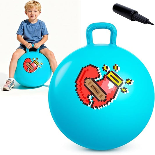 EVERICH TOY Hopper Ball for Kids 4-8, 18In Ride On Bouncy Balls with Handle, Blue Inflatable Christmas Hopping Toys Gifts for Girls Boys, Indoor Outdoor Active Play Toys