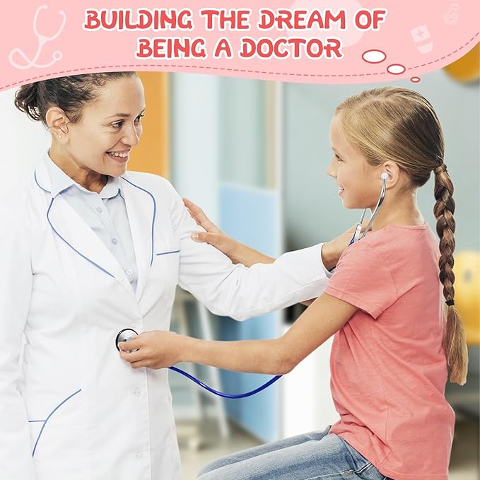 Kids Stethoscope Toy, 2 Pack Real Working Stethoscope for Kids, Toy Doctor Kit for Toddler 3 4 5, Boys Girls Nurse Cosplay Costume Accessories