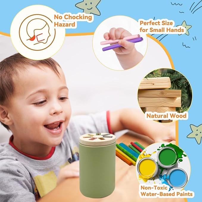 Montessori Wooden Stick Color Sorting Toys for 3 Year Old, Dual Play Educational Preschool Learning Fine Motor Skills Sensory Toys for Toddlers 3-5 Girl Boy Birthday Gifts (Silicone Bucket)