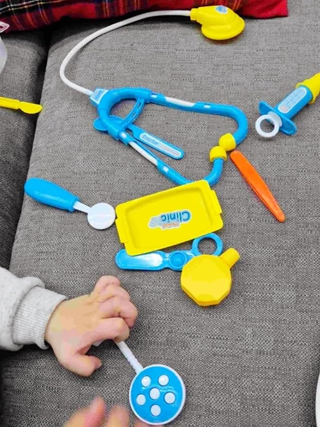 Toddler Doctor Kit - 12 Pieces & Carry Case - Dr Pretend Play Medical Toys, Kids Doctors Play Set for 3-5 6-8 Year Old Boy (Blue)