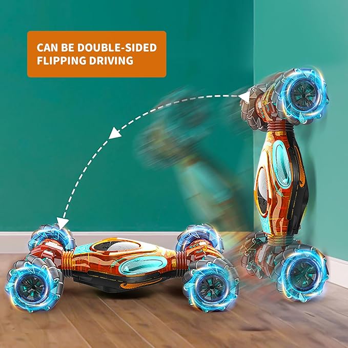 RC Car Gesture Hand Gesture Sensing RC Stunt Car Double-Side Flip 360° All-Round Rotation Drift Twist with Light Music for Boys Kids Birthday Xmas Gift
