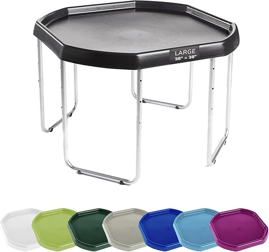 MEKA Large 38"x38" Tuff Tray Set Black, Activity Sensory Tray Plus Stand Children, Outdoor Play Sand and Water Table for Toddlers and Kids, Toy Boys Girls