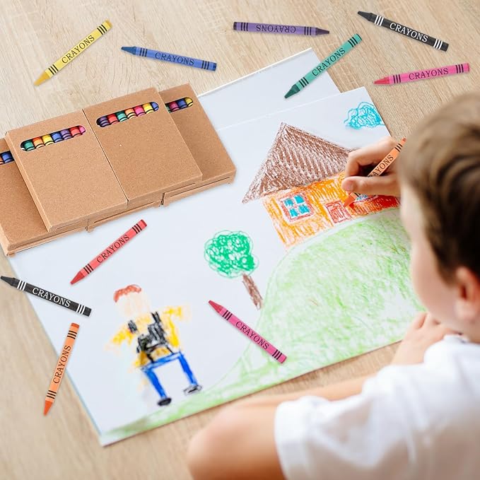 10 Packs Crayons Bulk Christmas 8 Color Crayon Individual Packs Mini Wrapped Wax for Birthday Party Supplies Teachers Classroom