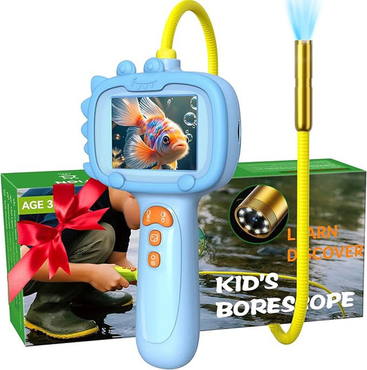 Borescope Camera with Light for Kids | STEM Science Educational Toy for 4 5 6 7 8 9 10 12 Years Old Boys & Girls | Birthday Gift for Outdoor Adventures & Nature Discovery(Blue)