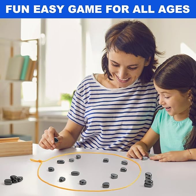 Magnetic Chess Set with 40 Travel-Stones, 3 String & Portable Storage Bag, Strategy Board Game for Family Game Night, Indoor Outdoor Use for Kids Adults (Age 9+)