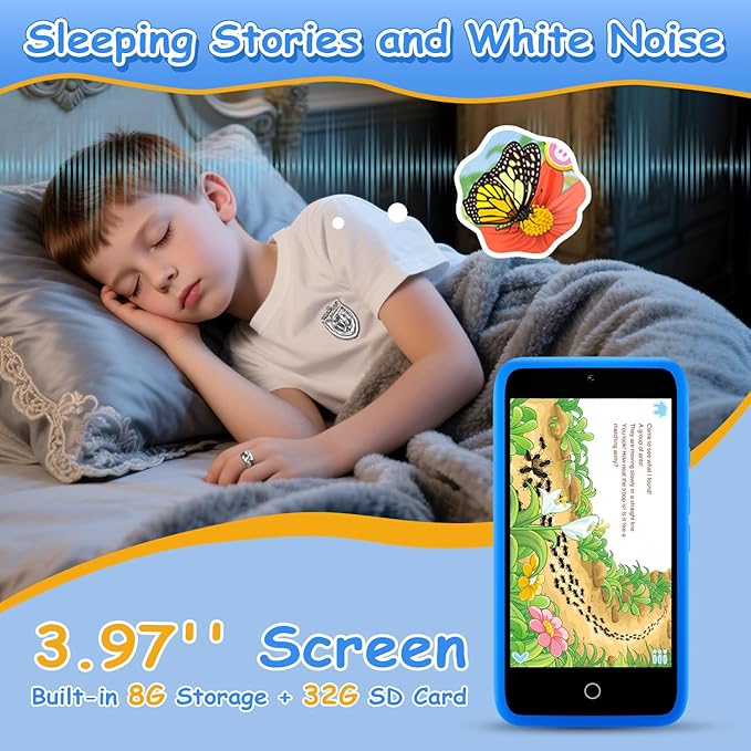 MINIBEAR Kids Toy Smartphone, 3.97" Toddler Dual Camera Learning Toys, 201+ Educational Games Play Phone No WiFi for Girls Boys 3-12 Christmas Birthday Gifts with 32g SD Card (Blue)