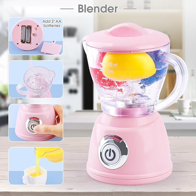 Kids Toy Kitchen Sets, Play Kitchen Accessories for Kids Ages 4-8 3-5, Kitchen Appliance Toys, Blender, Coffee Maker Machine, Mixer, Toaster, Pretend Play Toys for 4 Year Old Girls Toddlers 3-5