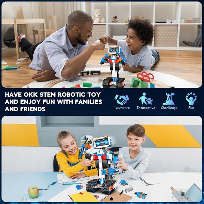 okk Robot Building Toys for Boys, STEM Projects for Kids Ages 8-12, Remote & APP Controlled Engineering Learning Educational Coding DIY Building Kit Rechargeable Robot Toy Gifts for Girls