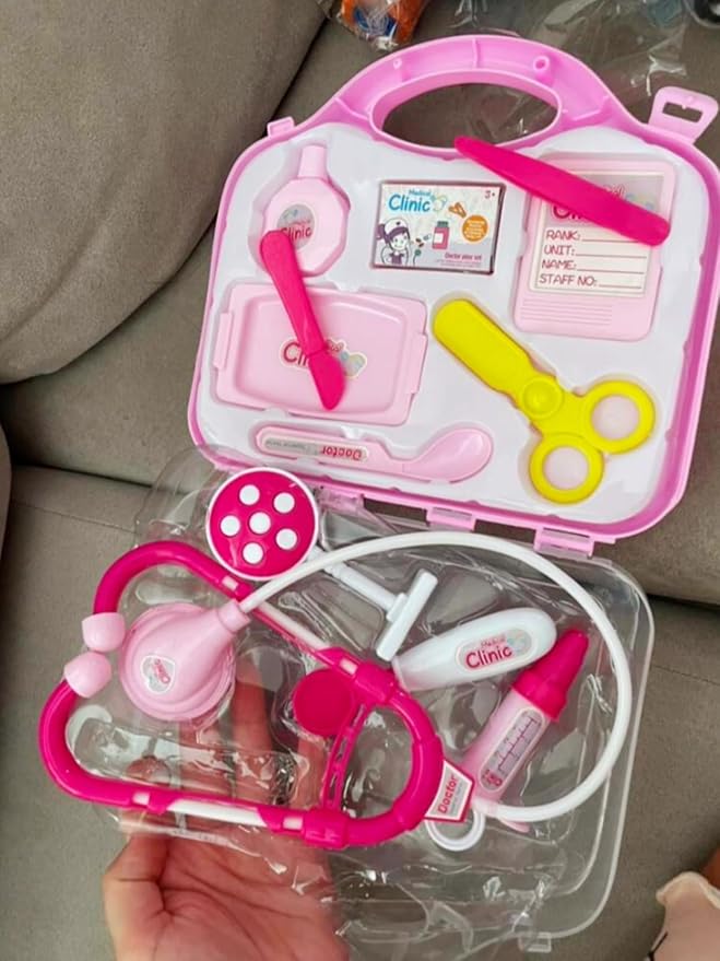 Toddler Doctor Kit - 12 Pieces & Carry Case - Dr Pretend Play Medical Toys, Kids Doctor Play Set for 3 4 5 6 7 8 Year Old Girl Birthday Gifts (Pink)