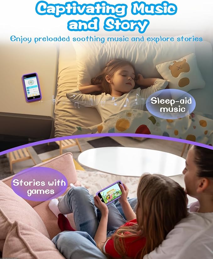 MOMILLA Kids Toys Smart Phone, Christmas Birthday Gifts for Girls Grandkids, 3.97" Kids Phone, 16 GB Mini Play Cell Phone, Toddler Toys for Girls Age 3 4 5 6 7 8 9 10 Years Old (Front Camera Only)