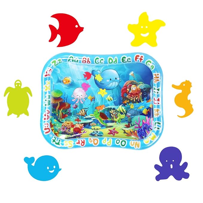 ZHUYNXIR Extra Big Infant Water mat, Large Water Play mat, Seas and Oceans Tummy Baby Toys with BB Call, Fun Early Development Activity Play Center for Newborn (39.5x31.5 in)