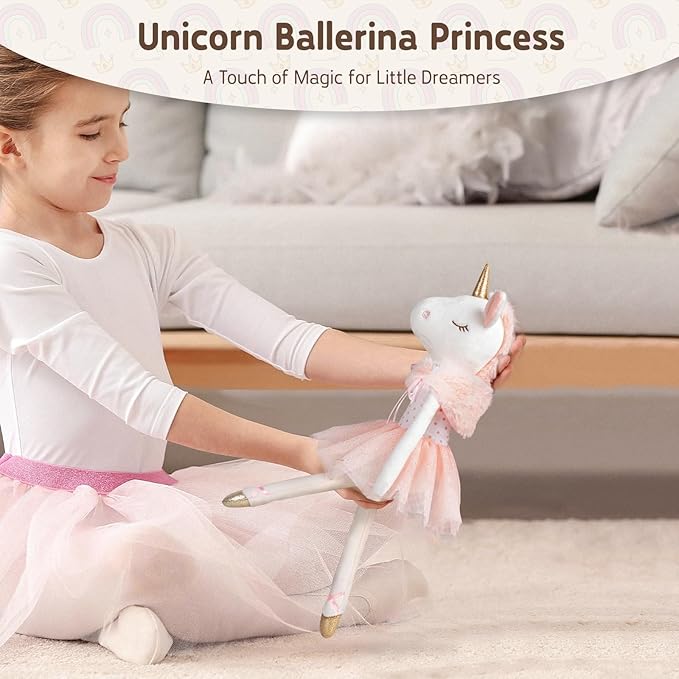 14" Unicorn Stuffed Animal,Soft Cute Unicorn Toys and Stuffed Animals for Girls Age 4-6, Plush Ballerina Toy for Baby Kid Teens, for Girls Birthday Dance Recital Gifts