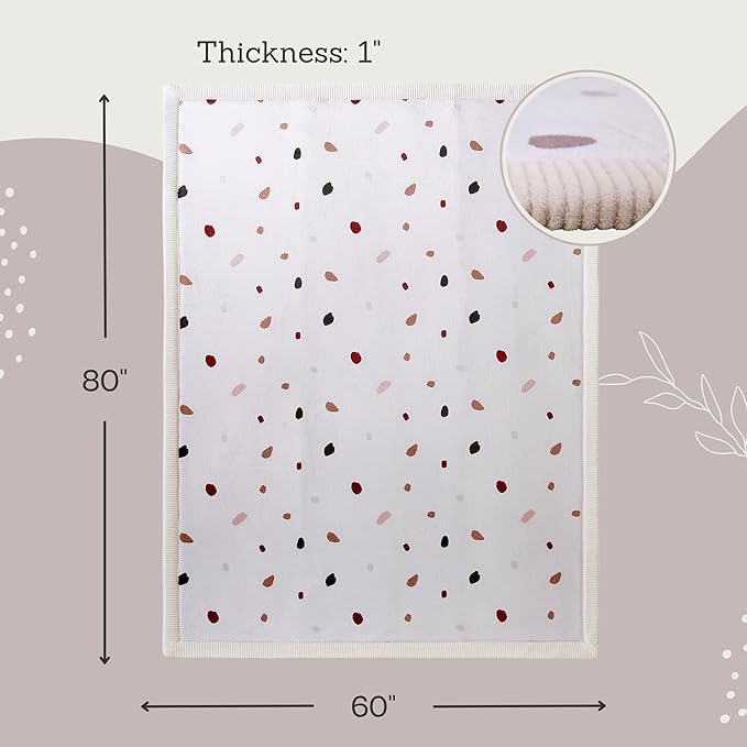 Stylish Coral Velvet Baby Play Mat for Floor 60" x 80" Confetti – Soft 1" Thick High-Density Memory Foam Nursery Rug,Kids Rug with Non-Slip Backing for Crawling & Playing, Playroom Rug, Kids Carpet