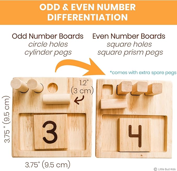 LITTLE BUD KIDS Counting Pegs - A Ten Frame Math Game with Addition and Subtraction Flash Cards, A Wooden Montessori Math Toy & Math Manipulatives Number Peg Boards for Kids 3 4 5 6 7