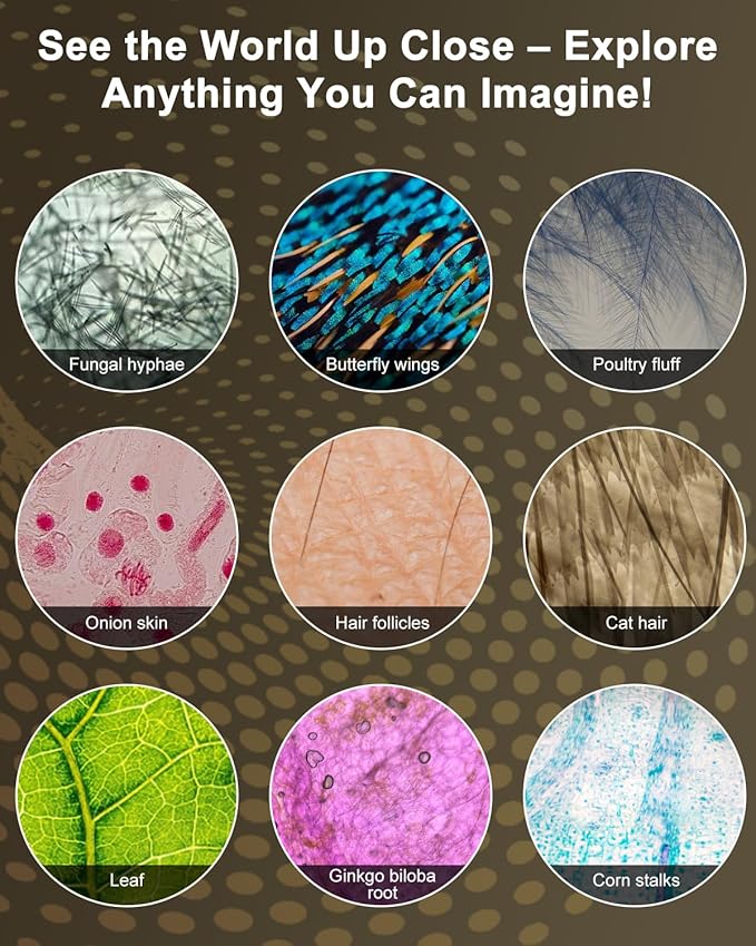 Portable Microscope Toy for Kids : 3-in-1 Camera and Telescope Toy with 6 Slides, Perfect for Indoor Outdoor Exploration, Pocket Edu Christmas Birthday Gifts for Age 3-12 Children Students