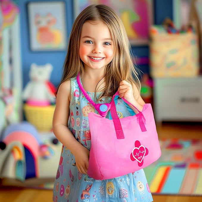 Doctor Kit for Toddlers 3-5 - Preschool Pretend Play Medical Kit with Stethoscope, Blood Pressure Cuff and Carrying Bag- Dress Up Toys for Kids Ages 3+ Years