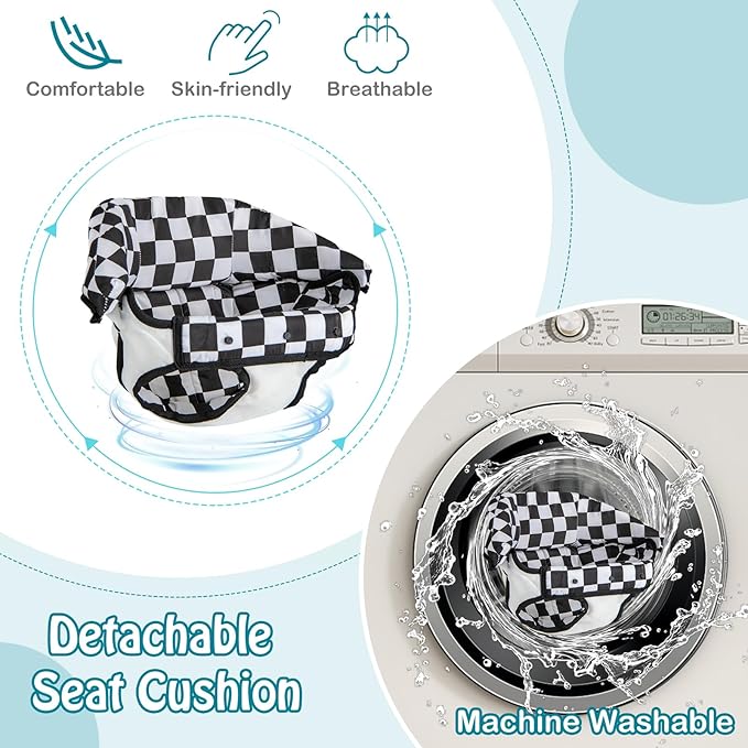 HONEY JOY Baby Walker, 6-in-1 Foldable Baby Walker and Bouncer Combo, Infant Activity Walker with Wheels, Adjustable Heights, Rocker, Music, Lights, Walker for Baby Boy Girl 7-14 Months (Gray)