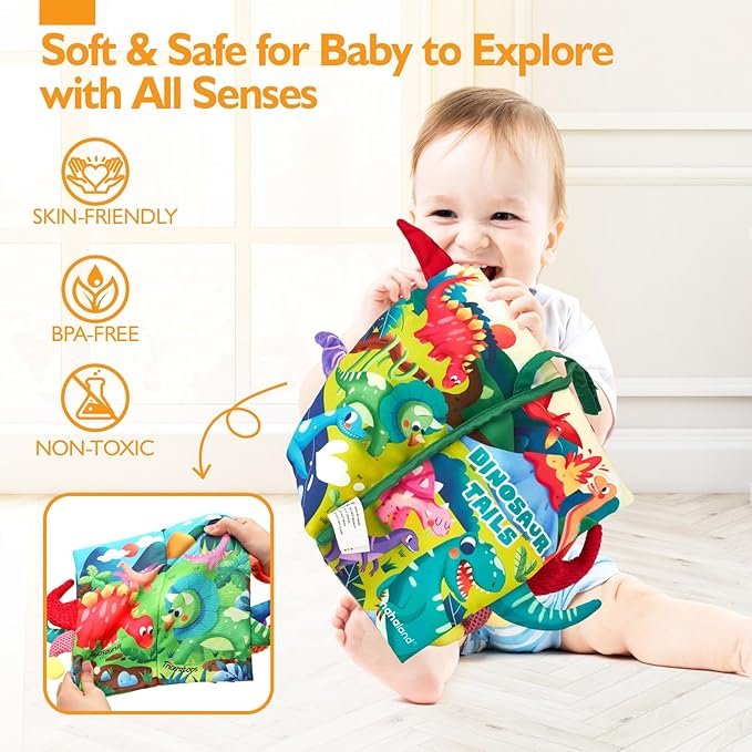 hahaland Baby Books 0-6 Months,Infant Tummy Time Toy Sensory Toys 6 to 12 Months Touch Feel Book Gifts for Boy Girl 0-3 Month Learning Toy Baby Christmas Birthday Gifts Stocking Stuffers (Single)