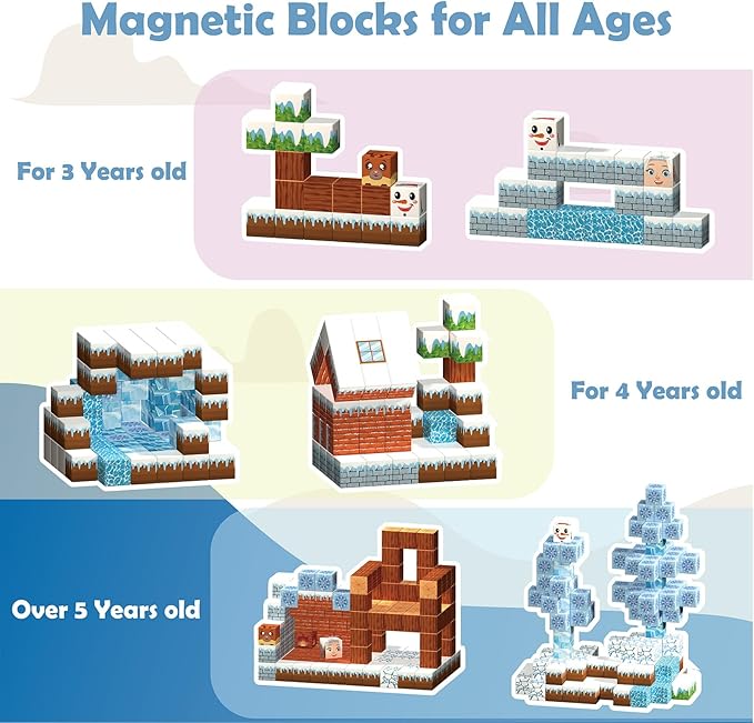 Magnetic Building Blocks Construction Set, Educational STEM Toy (Ice-Castle)