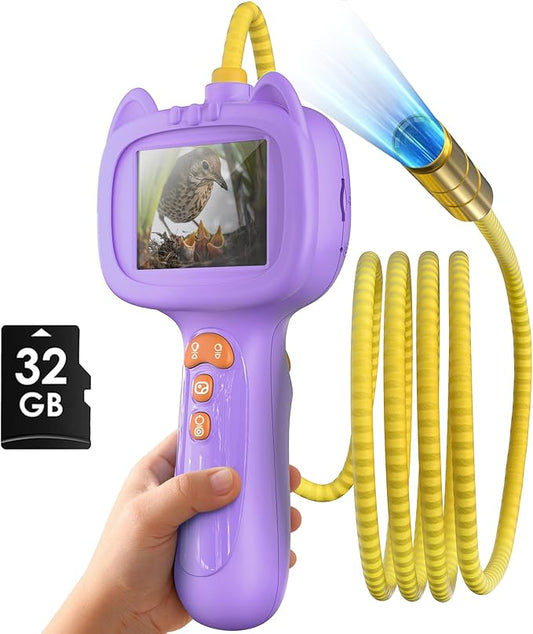 Borescope Snake Camera with Light for Kids，STEM Endoscope Educational Toy Kit，Outdoor Camping Nature Science Exploration Hoilday Birthday Gift for Boys & Girls Ages 3+ Years Old (Purple)