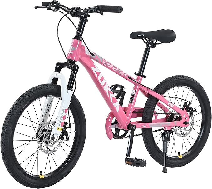 ZUKKA Kids Bike 20/24 Inch Mountain Bike Dual Disc Brake Suspension Fork Single Speed for Ages 7-12 Boys and Girls Youth Bicycle, Multiple Colors