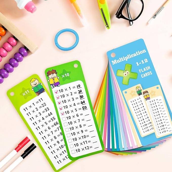 Multiplication Flash Cards + Pop Fidget Multiplication Chart, Times Table Educational Flashcard 3rd Grade, 4th, 5th, 6th Grade