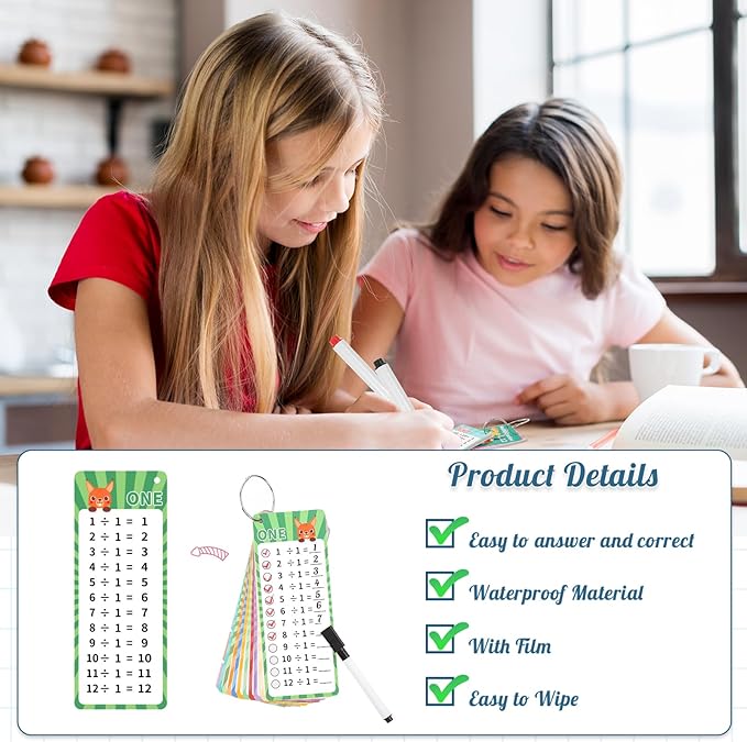 2 Packs of 31 Pcs Multiplication and Division Flashcards, 0-12 Math Flash Cards 1-12 Division Flashcards Multiplication Chart Math Games for Kids 1st to 3rd Grade